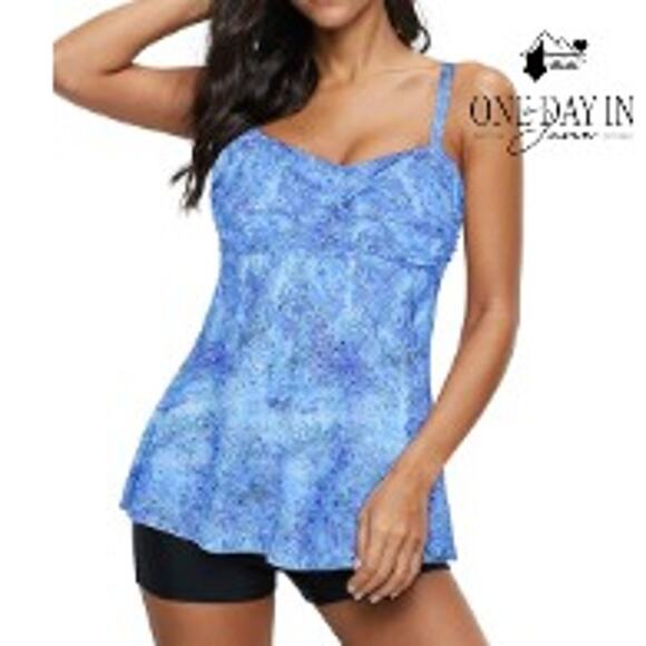 CharmLeaks Plus Size Cross Front Boyshort Tankini Swimsuit Size 4XL - Picture 1 of 4